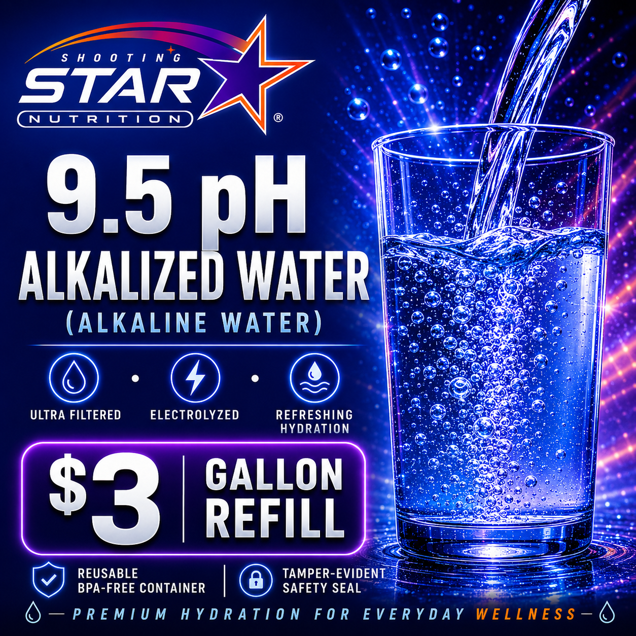 Alkalized Alkaline Water 9.5pH 1 Gallon (In-Store Purchase Only)
